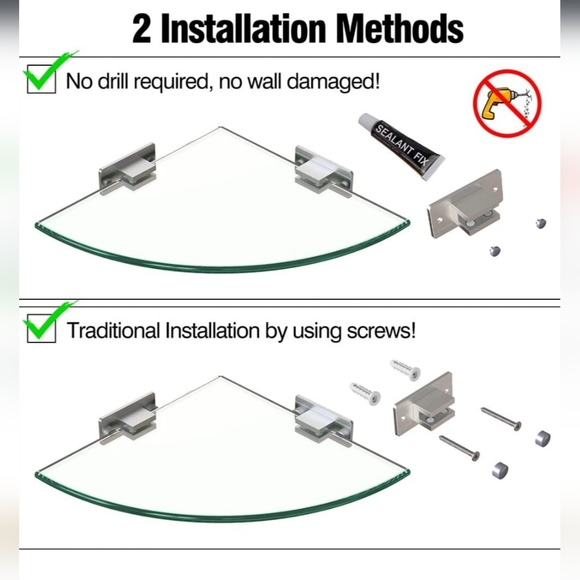 GeekDigg 2-pack glass shower shelves - Picture 3 of 14